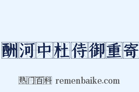 酬河中杜侍御重寄是什么意思的图片